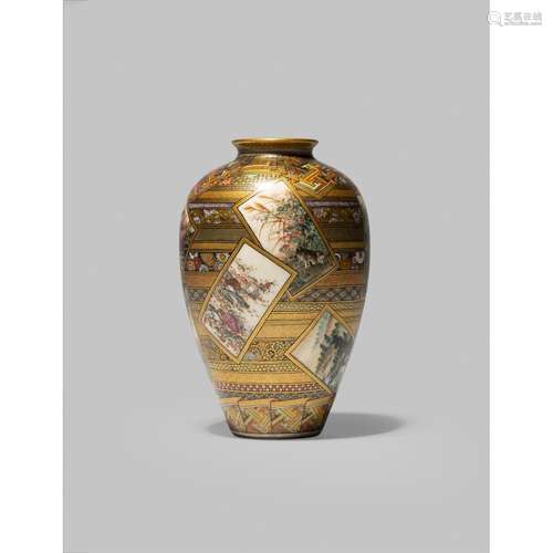 FINE SATSUMA 'PAINTINGS' VASE MEIJI PERIOD, POSSIBLY SOZAN F...