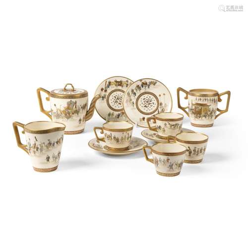 SET OF ELEVEN SATSUMA TEA WARES SIGNED SHOKO TAKEBE, MEIJI P...