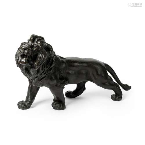 BRONZE OKIMONO OF A LION MEIJI PERIOD