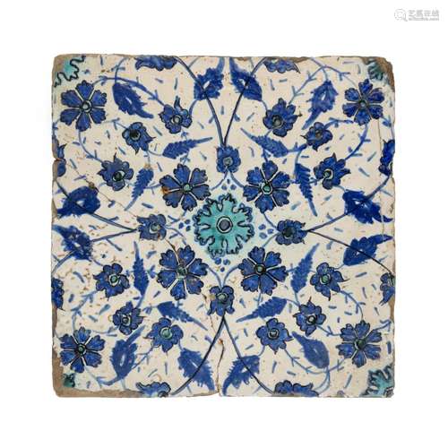 OTTOMAN ‘IMITATION IZNIK’ POTTERY TILE EGYPT, 17TH CENTURY