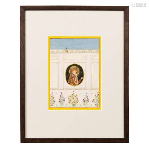 PORTRAIT MEDALLION OF THE MUGHAL EMPEROR SHAH JAHAN AS AN OL...