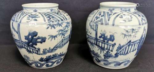 VASES WITH BLUE PAINTING