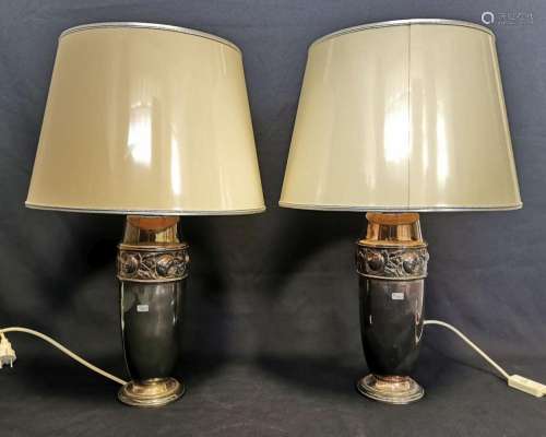 TABLE LAMPS WITH SILVER PLATED BASE