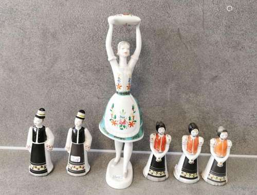 6 HUNGARIAN PORCELAIN FIGURES