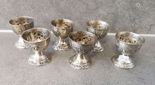 6 SILVER EGG CUPS