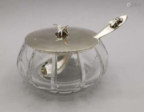 HONEY JAR WITH SILVER LID AND SPOON