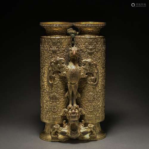 A gilt-bronze vase