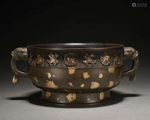 A bronze censer ware with gold