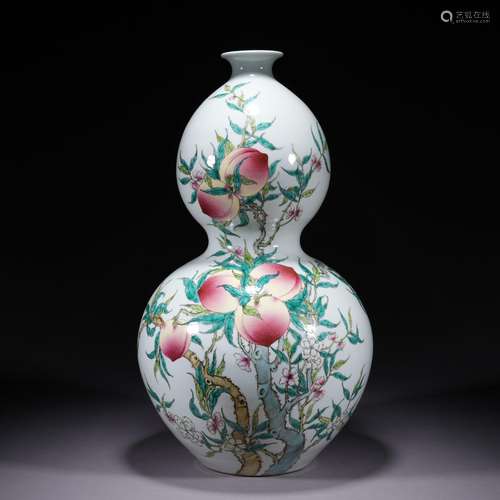 A famille-rose 'peach' gourd-shaped vase