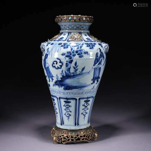 A blue and white 'figure' vase