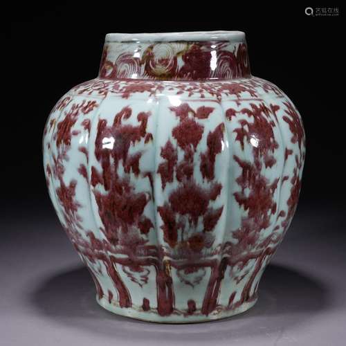 A copper-red-glazed 'floral' jar