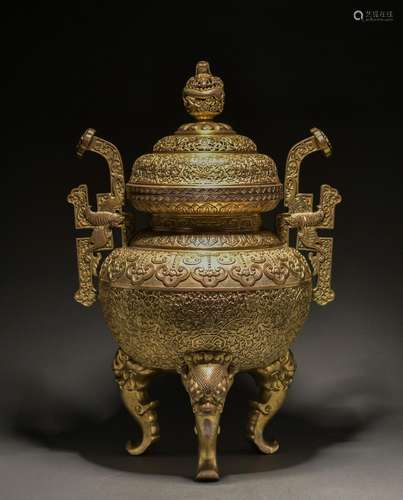 A gilt-bronze censer