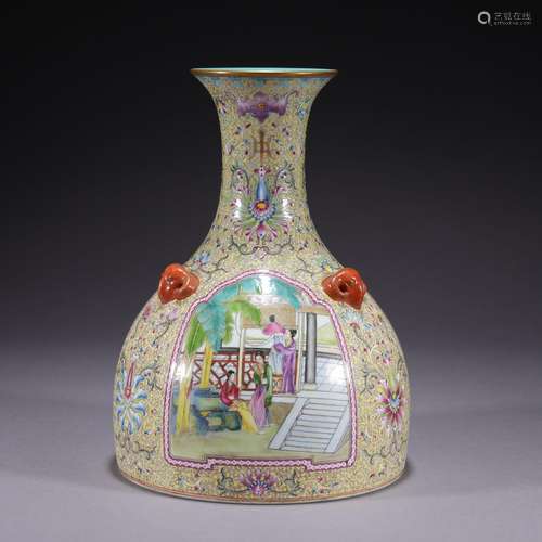 An enamel 'figure' vase