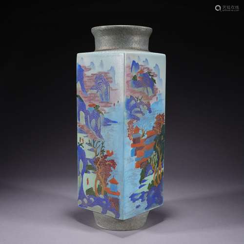 A enamel 'landscape' vase