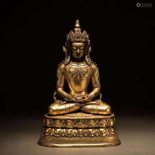 A gilt-bronze statue of Amitayus