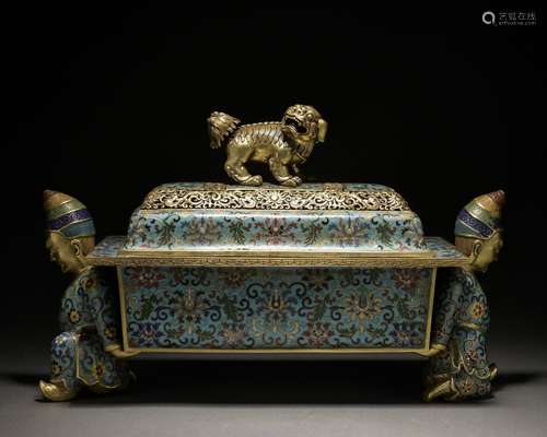 A Cloisonne enamel gilt-bronze censer