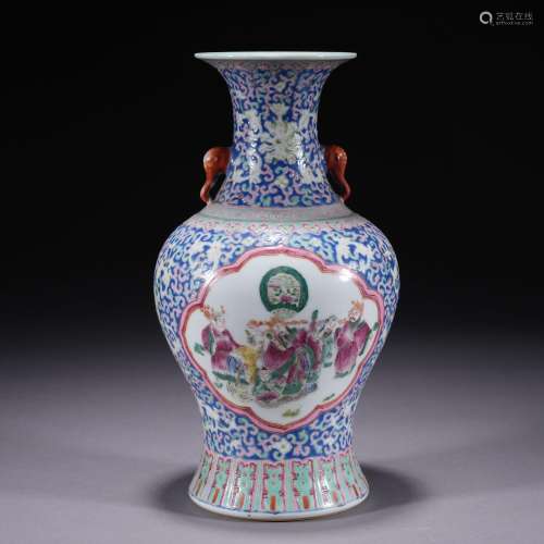 A famille-rose 'figure and floral' vase