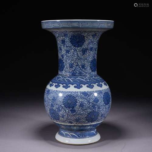 A blue and white 'lotus' vase