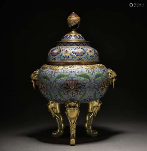 A Cloisonne enamel censer