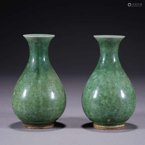 A pair of flambe glazed pear-shaped vase