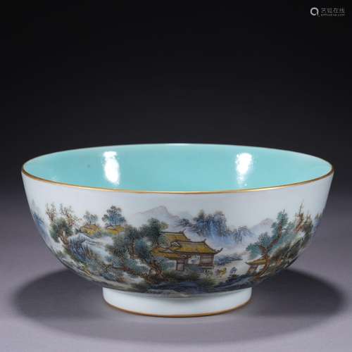 A famille-rose 'landscape' bowl