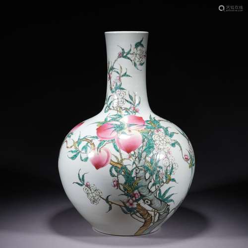 A famille-rose 'peach' globular vase