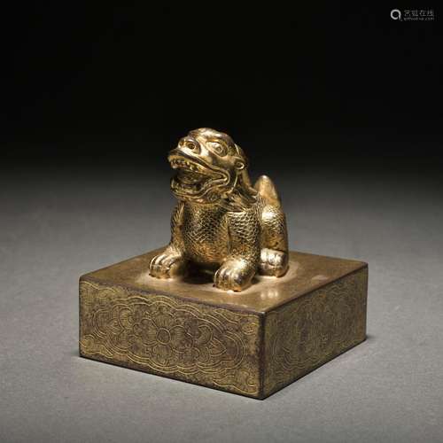 A gilt-bronze 'beast' seal