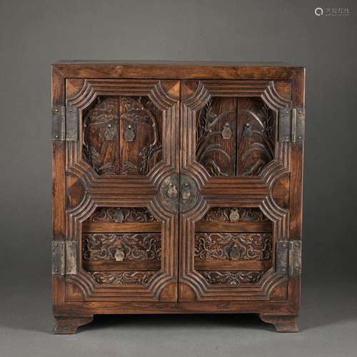 A wood cabinet