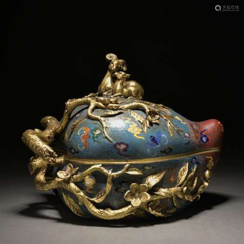 A Cloisonne enamel gilt-bronze box and cover