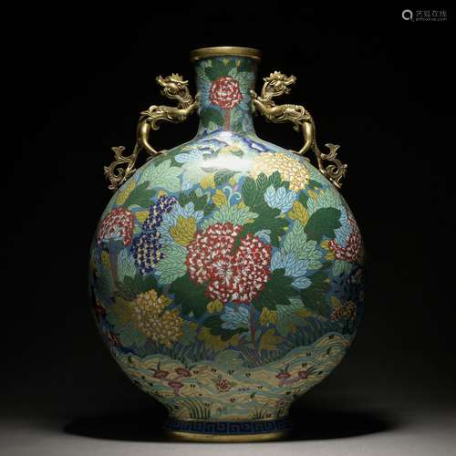 A Cloisonne enamel 'flowers' moonflask