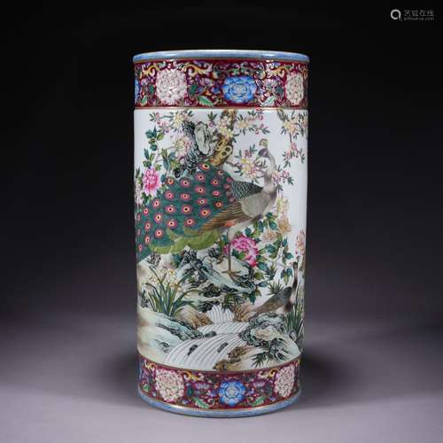 A famille-rose 'floral and birds' vase