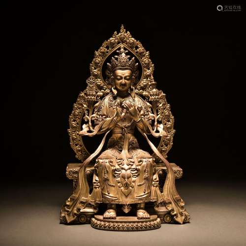 A gilt-bronze statue of Avalokiteshvara