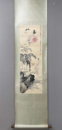 A Wang xuetao's flowers painting