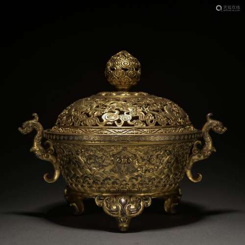 A gilt-bronze 'beast' censer