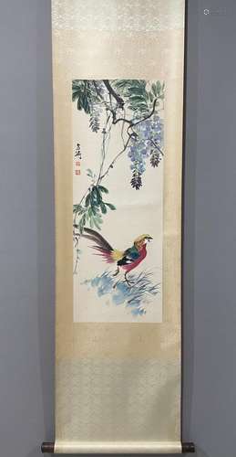 A Wang xuetao's flowers and birds painting