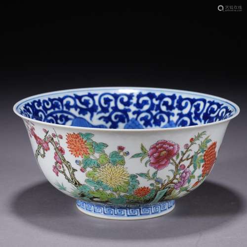 A famille-rose 'floral and birds' bowl