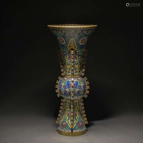 A Cloisonne enamel 'lotus' vase