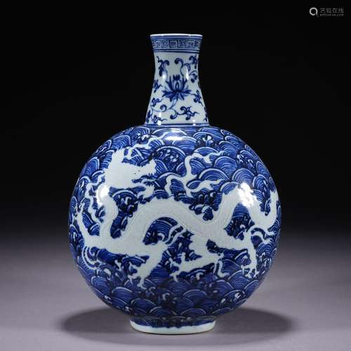 A blue and white 'dragon' vase