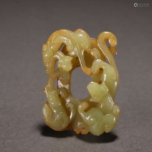 Qing Dynasty Hetian Topaz Dragon and Phoenix Ornament