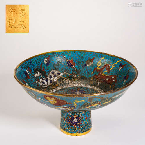 Jingtai year-made auspicious animal pattern goblet