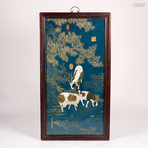 Castiglione Gong painted Sanyang Kaitai Hanging Screen