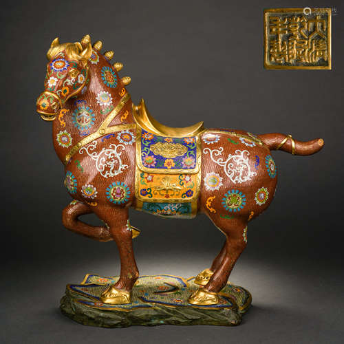 Qing Dynasty Cloisonne Horse Ornament