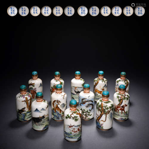 Qing Dynasty Enamel Twelve Zodiac Snuff Bottles