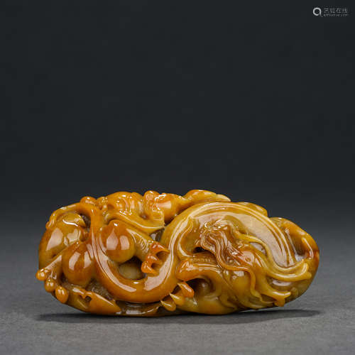 Yellow jade dragon plaque