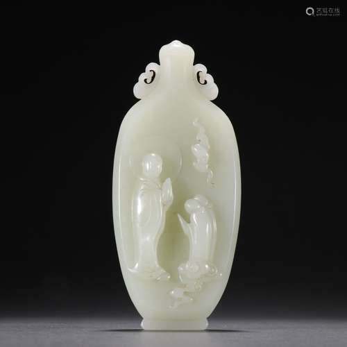 Qing Dynasty Hetian Jade Carved Boy Arhat Vase