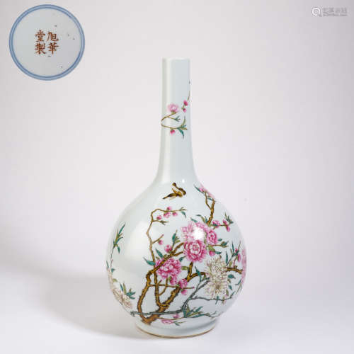 A Famille Rose Butterfly Love Appreciation Vase of the Qing ...