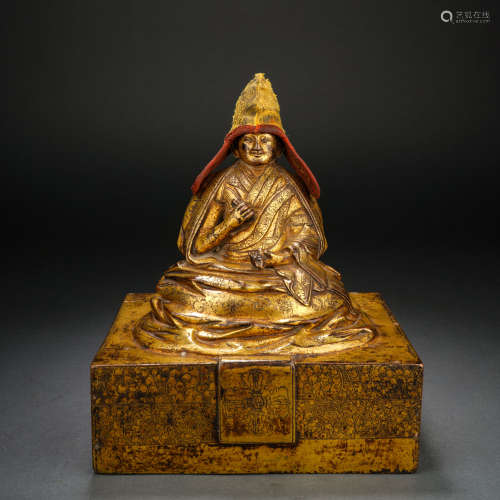 Gilt Bronze Master Statue Qing Dynasty