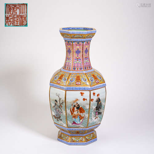 Qing Dynasty Enamel Eight Immortals Figures Shou Character E...