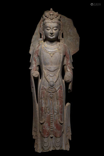 Qingzhou Painted Bodhisattva Statue Before Ming Dynasty