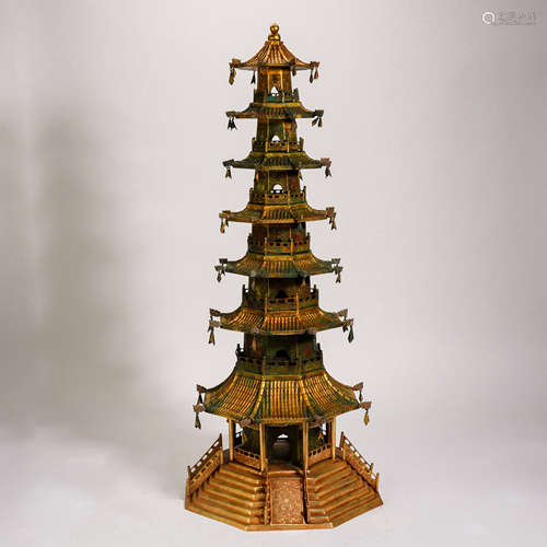 Ming Dynasty Gilt Bronze Pagoda